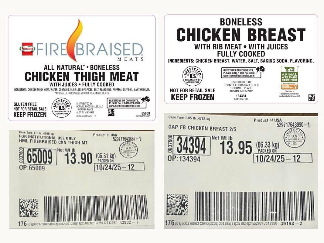 Hormel Recalls 4.87M Pounds of Frozen Chicken for Possible Metal